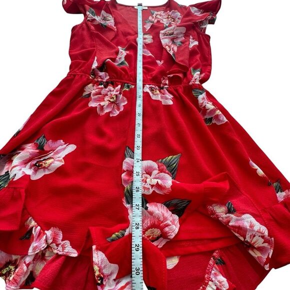 Umgee Red Floral Surplice Ruffle Romper size Small - Picture 7 of 10